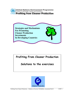 Profiting From Cleaner Production Solutions to the exercises Strategies and Mechanisms