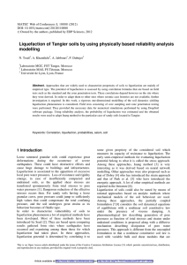 Liquefaction of Tangier soils by using physically based reliability analysis modelling