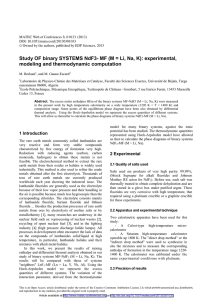 Study OF binary SYSTEMS NdF3- MF (M = Li, Na,... modeling and thermodynamic computation