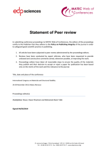 Statement of Peer review