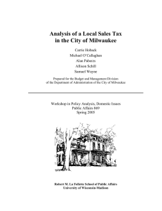 Analysis of a Local Sales Tax in the City of Milwaukee