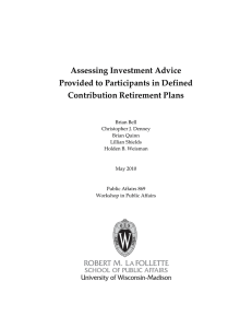   Assessing Investment Advice   Provided to Participants in Defined  Contribution Retirement Plans