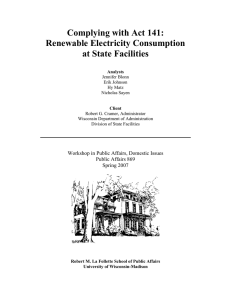 Complying with Act 141: Renewable Electricity Consumption at State Facilities