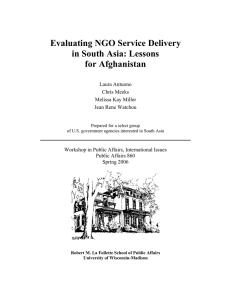 Evaluating NGO Service Delivery in South Asia: Lessons for Afghanistan