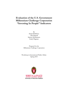 Evaluation of the U.S. Government Millennium Challenge Corporation “Investing In People” Indicators