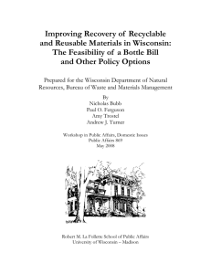 Improving Recovery of  Recyclable and Reusable Materials in Wisconsin: