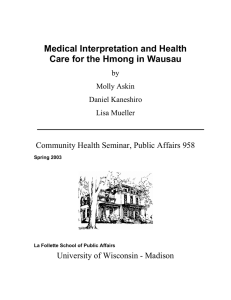 Medical Interpretation and Health Care for the Hmong in Wausau