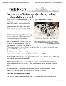 Department of Defense projects bring military touch to civilian ...