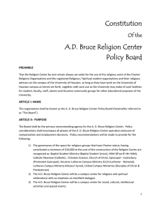 Constitution A.D. Bruce Religion Center Policy Board Of the