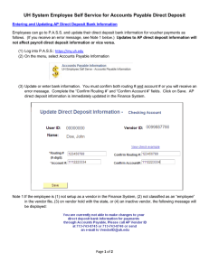 UH System Employee Self Service for Accounts Payable Direct Deposit