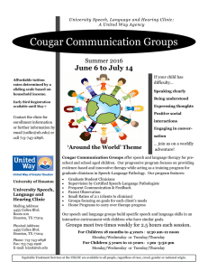 Cougar Communication Groups June 6 to July 14 Summer 2016