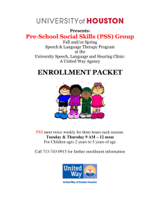 Pre-School Social Skills (PSS) Group