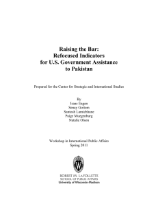Raising the Bar: Refocused Indicators for U.S. Government Assistance to Pakistan