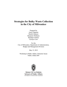 Strategies for Bulky Waste Collection in the City of Milwaukee