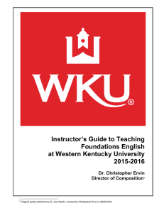 Instructor’s Guide to Teaching Foundations English at Western Kentucky University 2015-2016