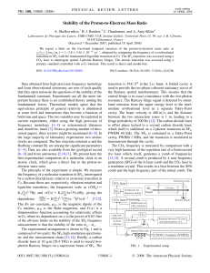 Stability of the Proton-to-Electron Mass Ratio , R. J. Butcher, Amy-Klein