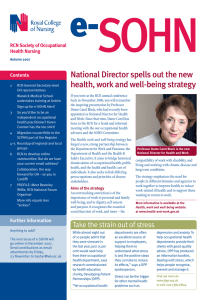 SOHN e- National Director spells out the new health, work and well-being strategy