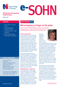 SOHN e- We’re keeping our finger on the pulse RCN Society of Occupational