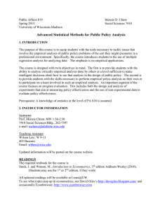 Advanced Statistical Methods for Public Policy Analysis