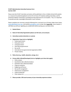PA 827-Administrative Internship Summary Form Summer 2014
