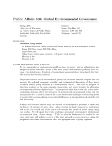 Public Affairs 866: Global Environmental Governance