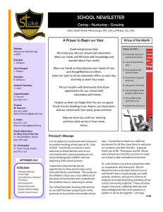 SCHOOL NEWSLETTER Caring ~ Nurturing ~ Growing Virtue of the Month