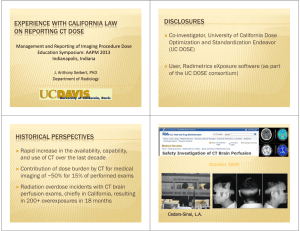 DISCLOSURES EXPERIENCE WITH CALIFORNIA LAW ON REPORTING CT DOSE