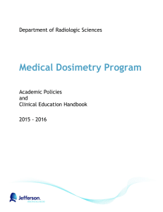 Medical Dosimetry Program Department of Radiologic Sciences Academic Policies