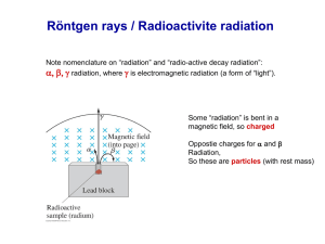 Röntgen rays / Radioactivite radiation a, b, g g