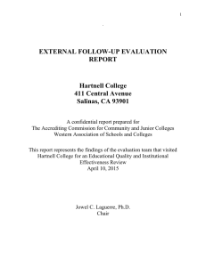 EXTERNAL FOLLOW-UP EVALUATION REPORT Hartnell College 411 Central Avenue