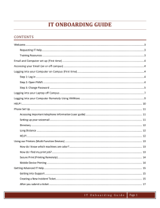 IT ONBOARDING GUIDE CONTENTS