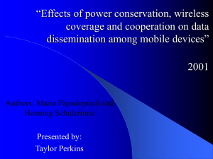 “Effects of power conservation, wireless coverage and cooperation on data