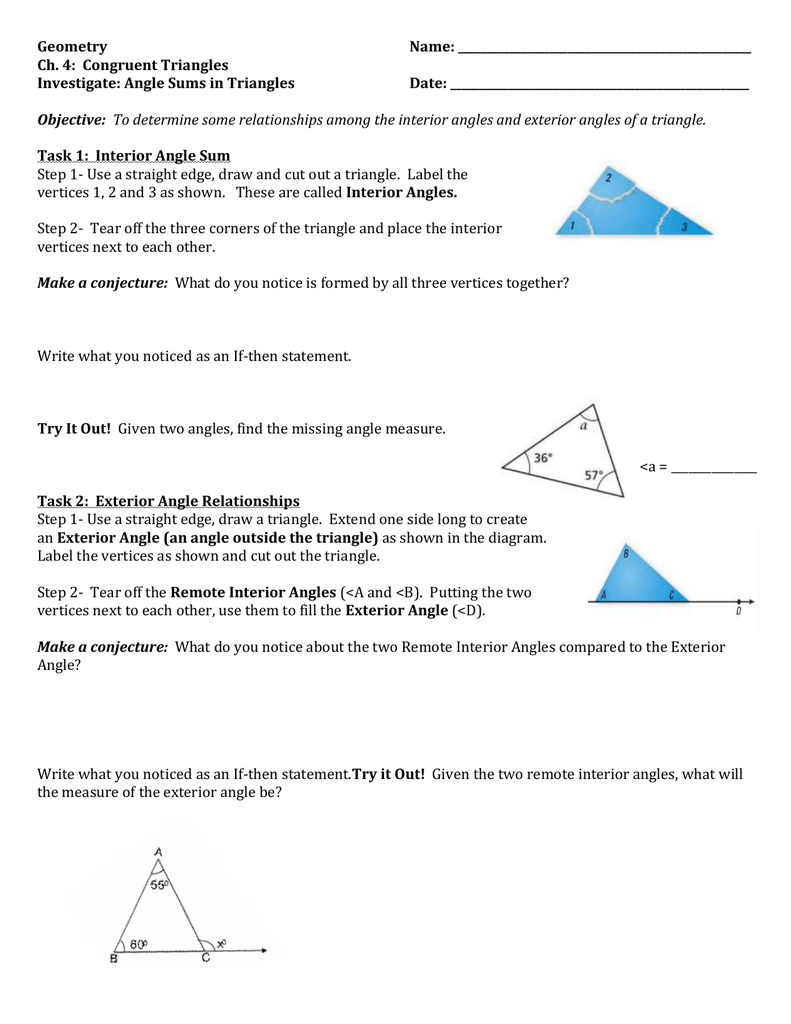 Geometry Name Ch 4 Congruent Triangles