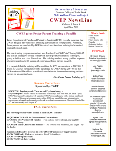 C W E P NewsLine CWEP gives Foster Parent Training a Facelift