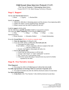 Child Sexual Abuse Interview Protocol For Use in Forensic Videotaping Interviews