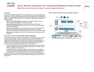 Cloud Service Assurance for Virtualized Multiservice Data Center  Overview