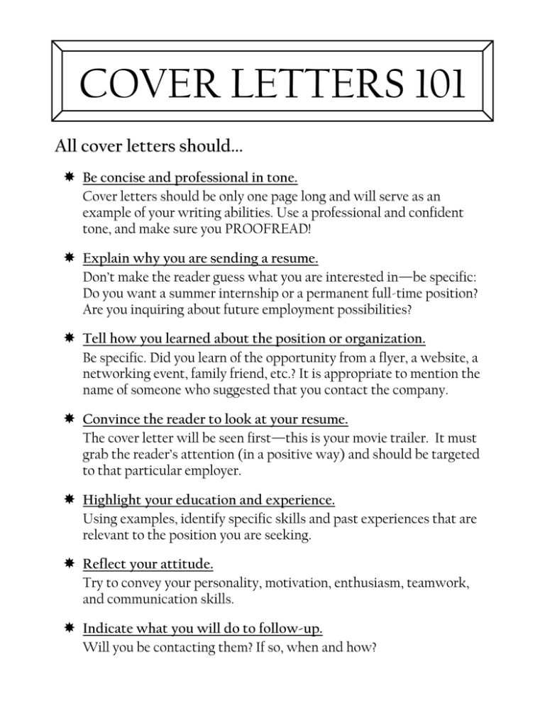 cover letter 101