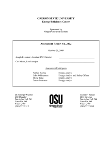 OREGON STATE UNIVERSITY Energy/Efficiency Center Assessment Report No. 2002