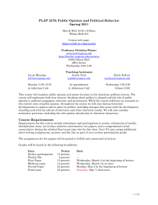 PLAP 2270: Public Opinion and Political Behavior Spring 2011