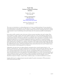 PLAP 7500 Seminar in Political Psychology Fall 2012