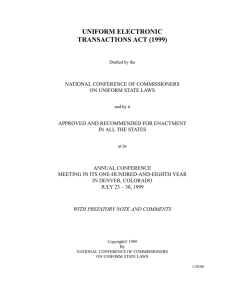 UNIFORM ELECTRONIC TRANSACTIONS ACT (1999)