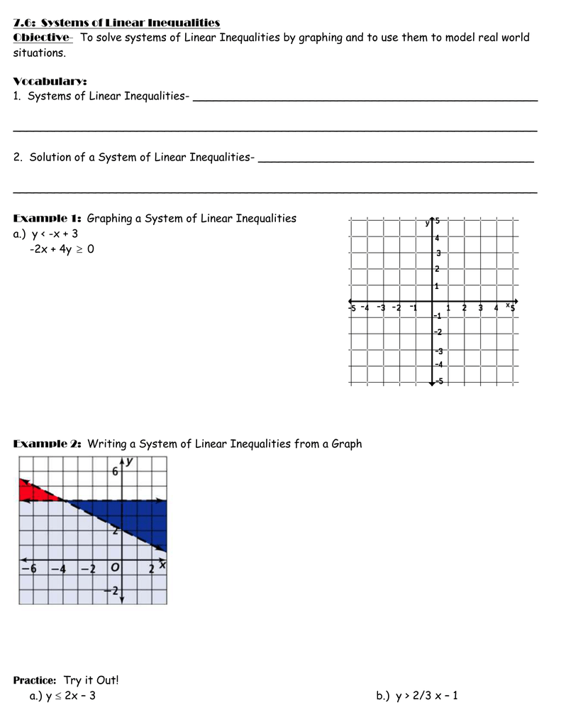 25.25: Systems of Linear Inequalities Inside Solving Systems Of Inequalities Worksheet