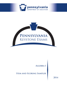 Pennsylvania Keystone Exams Algebra I Item and Scoring Sampler