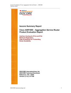 Isocore Summary Report Cisco ASR1000 – Aggregation Service Router Product Evaluation Report