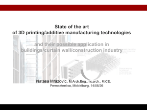 State of the art of 3D printing/additive manufacturing technologies