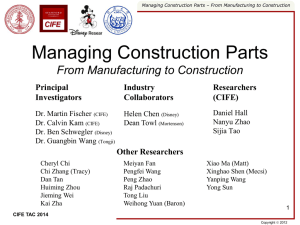 Managing Construction Parts From Manufacturing to Construction Researchers Principal