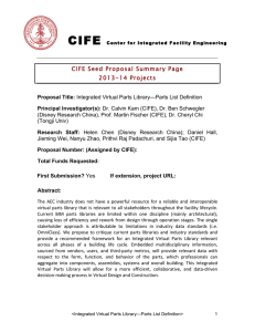CIFE CIFE Seed Proposal Summary Page 2013-14 Projects