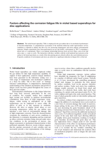 Factors affecting the corrosion fatigue life in nickel based superalloys... disc applications