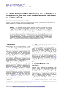 The effect of Ru on precipitation of topologically close packed... Re – containing Ni base superalloys: Quantitative FIB-SEM investigation