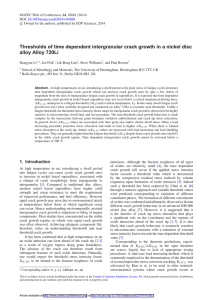 Thresholds of time dependent intergranular crack growth in a nickel... alloy Alloy 720Li